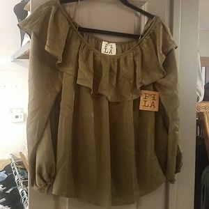 PPLA  Cori Woven Top - Olive